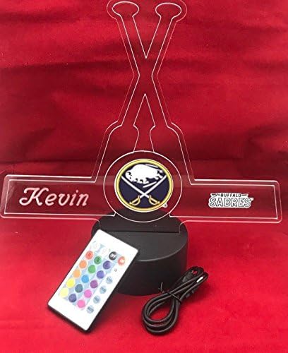 Buffalo Beautiful Handmade Acrylic Personalized Sabres Hockey Sticks Light Up Light Lamp LED, Our Newest Feature - It's Wow, Comes with Remote,16 Color Options, Dimmer, Free Engraved, Great Gift