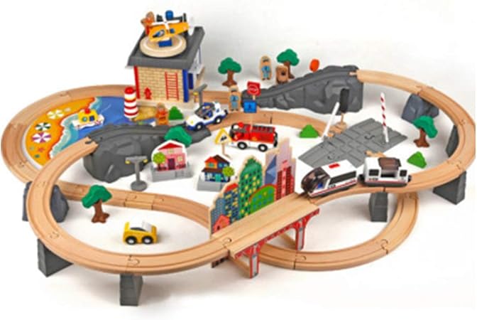 LtaoL 3 92 Juego Completo de rieles Tren Madera, Tienda portátil Piezas Riel Exclusivo Trenes grúa Se Adapta a Thomas Premium Wood Craftsmanship, para Juegos Juguetes niños años en adelante: Amazon.es: Hogar