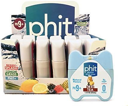 Phit World's 1st ALKALINE Drink Mixer - ICED TEA (Pack of 6), pH 9+, ZERO COMPROMISE, 0 Sugar/Sweetener, Natural Flavor, Natural Color, 0 Calorie, Electrolytes, 0 Acid, Makes 108 Drinks