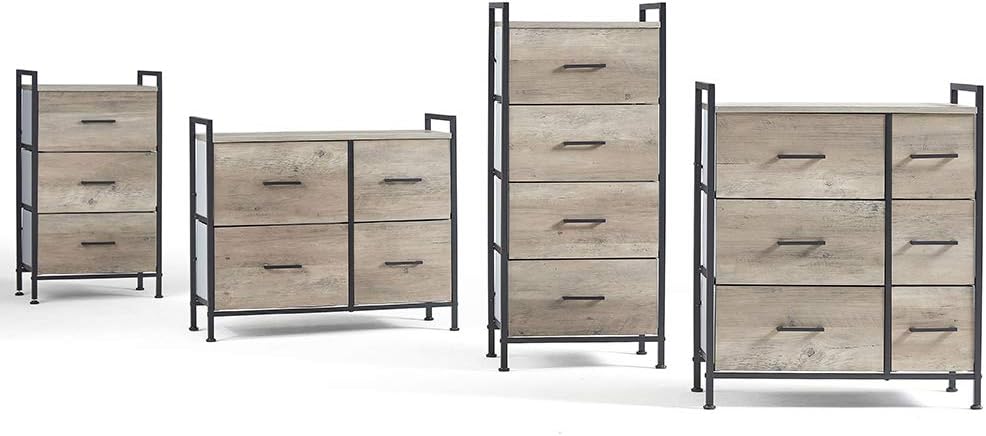 Linsy Home 3 Drawer Nightstand, Industrial Dresser Tall Storage Tower for Living Room, Bedroom, Hallway, Nursery, LS200E1-A: Home Improvement