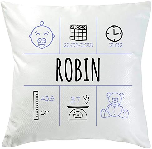coussin naissance bébé fille REF 51 AVEC texte prenom personnalisé