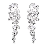 BriLove Women's Bohemian Boho Crystal Wedding Bridal Multiple Teardrop Chandelier Long Dangle Earrings Silver-Tone Clear