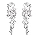 BriLove Women's Bohemian Boho Crystal Wedding Bridal Multiple Teardrop Chandelier Long Dangle Earrings Silver-Tone Clear