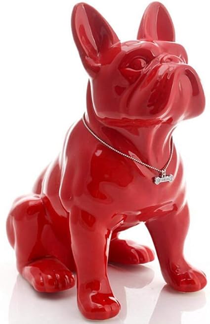 Huashangbaihuodian Sculpture Decoration En Ceramique Bouledogue Francais Chien Statue Home Decor Artisanat Salle Decoration Objets Ornement Porcelaine Figurine Animal Jardin Blanc Rouge Amazon Fr Cuisine Maison