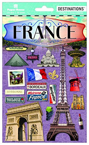 Paper House Productions STDM-2018E Travel France 2D Stickers, 3 Pack