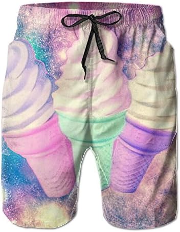 Tydo Quick Dry Beach Shorts Colorful Ice Cream Swim Trunks Surf Board Pants with Pockets for Men