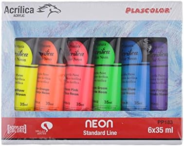 Plascolor PP183 - Pack of 6 Tubes of Acrylic Paint, Multi-Colour