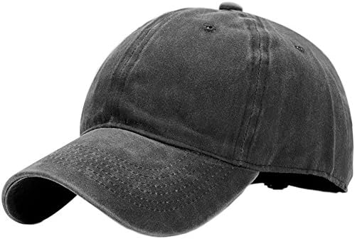 Vintage Washed Dyed Cotton Twill Low Profile Adjustable Baseball Cap (Black)