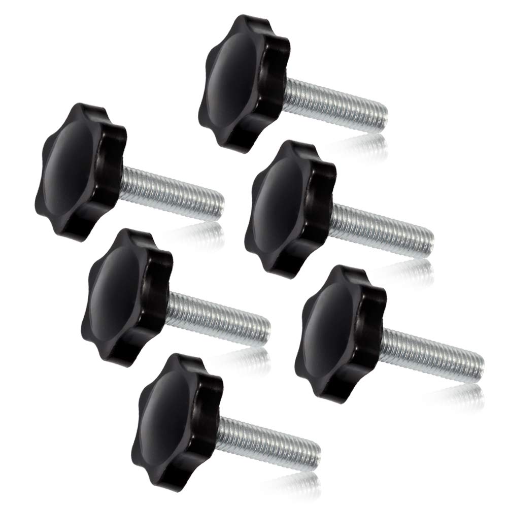 SPEEDWOX 6 Pcs Clamping Screw Knob M8 x 30 Plum Hex Shaped Hand Knobs Knurled Thumb Screw Handle Clamping Knob Male Thread Metric Thread