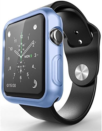 Apple Watch Case 38mm, iWatch Silicone Bumber Case[Ultra Thin] With 1 Microfiber Cleaning Cloth-BLUE