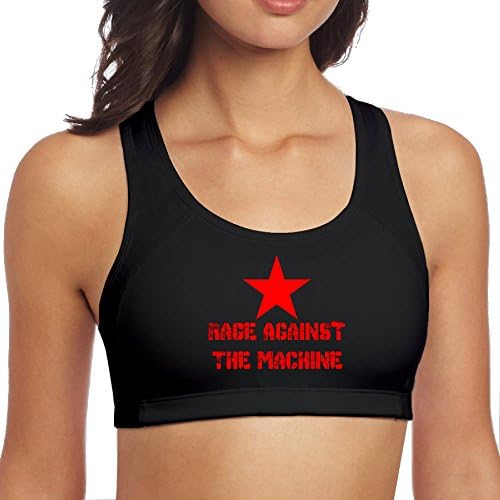 Women's Rage Against The Machine Star Racerback Yoga Sports Bra Black