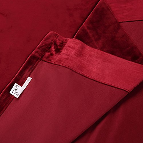 RHF Super Soft Velvet Curtain - Solid Matt Heavy Velvet Curtain-Drape Panel Super Soft Handfeel Luxury Nickel Grommet Curtains for Living Room / Bedroom / Home Theatre (W50 x L84 inches: Burgundy)