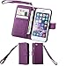 Wisdompro iPhone 6 Plus Case, iPhone 6s Plus Case, Premium PU Leather 2-in-1 Protective Folio Flip Wallet Case with Credit Card Holder Slots and Wrist Lanyard for Apple iPhone 6 Plus 6s Plus-Purple