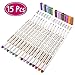 Metallic Marker Paint Pens, 15Colors Calligraphy Brush Pens for Brush Lettering, Easter Egg, Scrapbook DIY Photo Album, Art Rock Painting, Brush Tip