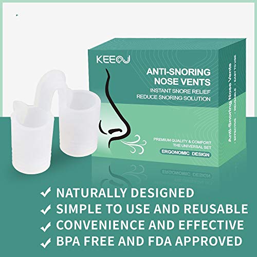 KEEOU Anti Snoring Nose Vents, [8 Pack BPAFree] Reusable & No Side Effect Stop Snoring