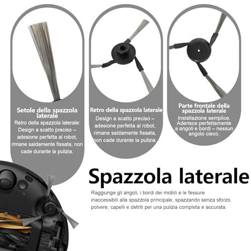 Vacuum Cleaner Accessories for DREAME D20/D20 Pro Plus, 1 Main Brush, 2 Filters, 3 Dust Bags, 4 Wipes, 5 Side Brushes, D20 Pro Plus Replacement Parts 17pcs | 1 Spazzola Principale, 2 Filtri, 3 Sacchetti Per La Polvere, 4 Salviette, 5 Spazzole Laterali, D20 Pro Plus Pezzi Di Ricambio