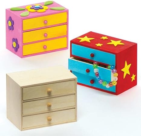 Amazon Com Baker Ross Wooden Chest Of Drawers To Make Decorate