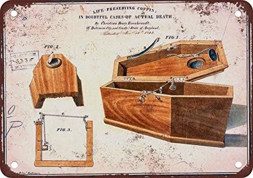 DOGT Life-Preserving Coffin Patent Vintage Look Reproduction Metal Tin Sign 7.8X11.8 INCH