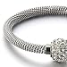 Stainless Steel Bangle Bracelet with Cubic Zirconia and Magnetic Clasp