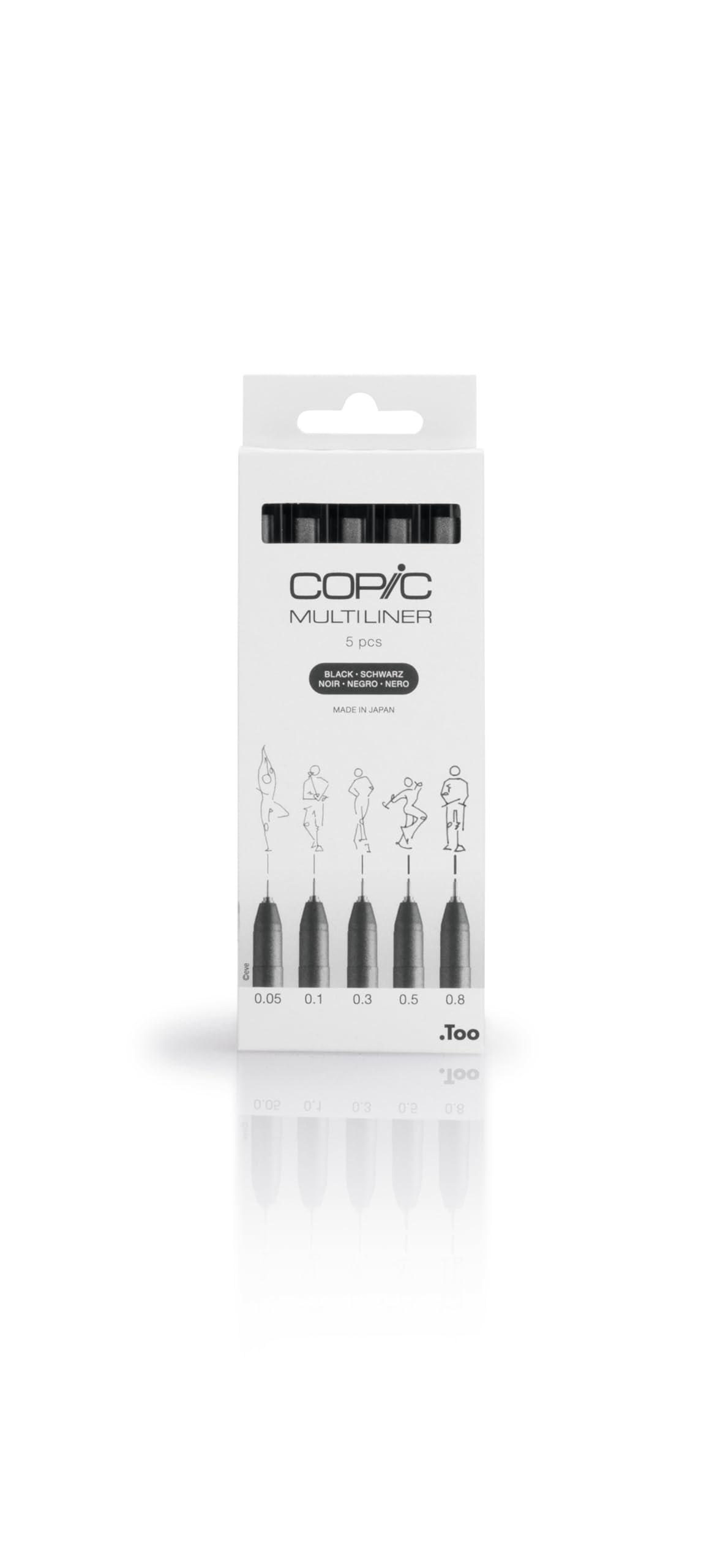 COPIC Multiliner, Black, Pack of 5 Pens, Fine/Medium, Art & Crafts, Colouring, Graphics, Highlighter, Design, Anime, Professional & Beginners Arts Supplies