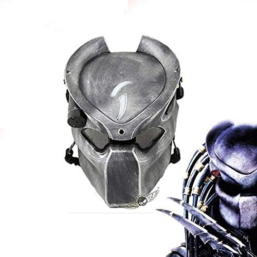 WULIHONG-maskAlien Predator Lonely Wolf Mask With Lamp Outdoor Wargame Tactical Mask Full Face Cs Mask Halloween Party Cosplay Horror Mask