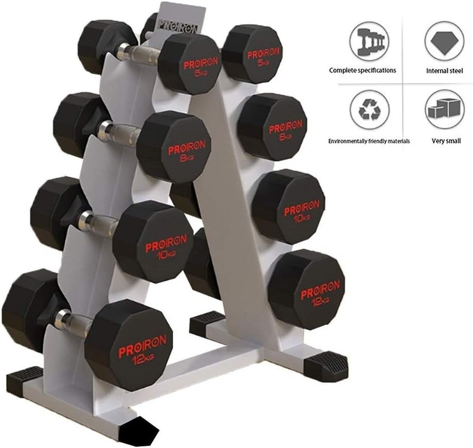 Twelve-sided Plastic Dumbbell Rack Fixed Dumbbell Rack Steel Dumbbell Set For Home Gym 12-side Golden Ratio Split Friction Welding Process Into One Body (Color : Silver, Size : 48 * 36 * 79cm)