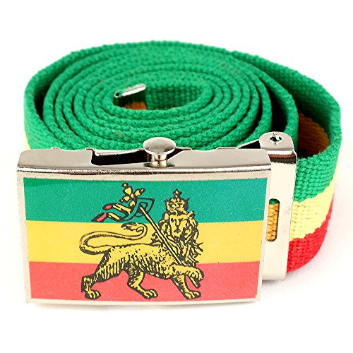 Rasta RGY Jamaican Belt with Custom Styilish Buckle - LION (Color: Lion ...