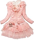 Dolpind Baby Girls 3 Piece Cardigan Clothes Kids TuTu Dress Outfit Clothing 5T/4-5 Years Light Pink