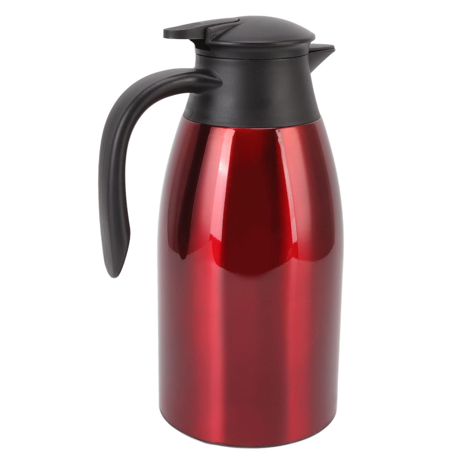 Thermal Coffee Carafe, 2L Insulated Coffee Carafe Thermal Coffee Pot Stainless Steel Double Wall Insulated Coffee Server Coffee Dispenser for Coffee Tea(Red)