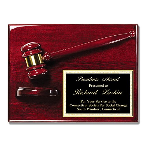 Gavel Plaque Judge Court Attorney Law Lawyer Gift Rosewood Gloss Award - 9