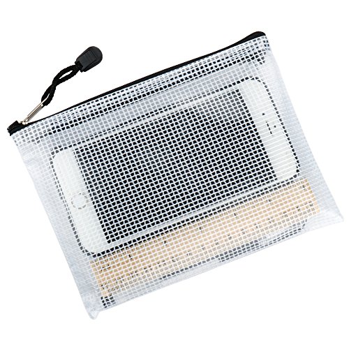 SUBANG 12 Pieces Black Zipper Pouch Zipper File Bags Mesh File Folders with Grid Travel Pouch, 6 Sizes