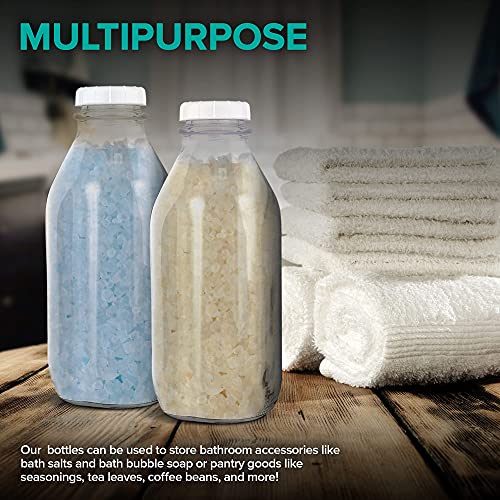 Stock Your Home Liter Glass Milk Bottles (2 Pack) 32Oz Milk Jars