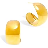 Jean Beau Chunky Hoop Earrings for Women Trendy 14K Gold Plated Hypoallergenic Dainty Earring Holiday Fashion Jewelry Gift for Womens