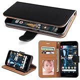 Google Pixel 2 Case (2017), SOWOKO Book Style Leather Wallet Case Flip Folio Shockproof Protection Cover with Credit Card Slots and Kickstand for Google Pixel 2 (Black)