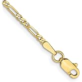 Auriga Fine Jewelry 10K Yellow Gold 1.75mm Flat Figaro Chain Bracelet 7" to 8"
