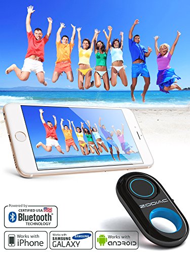 Premium 5-In-1 Bluetooth Selfie Remote Shutter For iPhone X, 8, 7, 6, 5, Samsung Galaxy S8, S7, S6, S5 - Cellphone Camera Control - Powered by USA Technology (Blue)