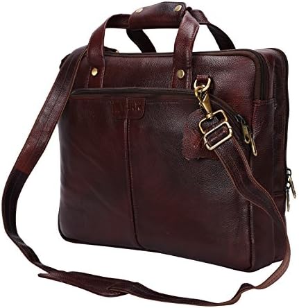 Yark Genuine Leather Laptop Bag/Briefcase Fits Upto 15.3 inches Laptop Screen (Y10106) (Brown)