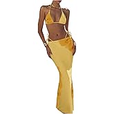 Verdusa Women's 3 Piece Swimsuits Floral Print Bikini Sets with Beach Cover Up Skirt