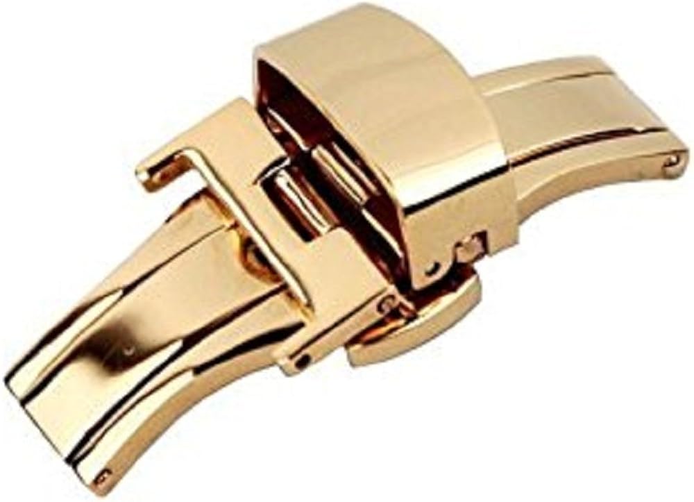 20mm Gold Stainless Steel Push Button Butterfly Deployment