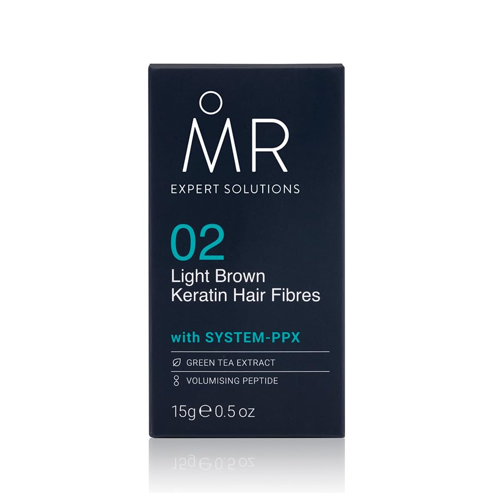 MR Light Brown Hair Fibres (15g). Thinning Hair Concealer for Bald Patch Cover Up, Hair Loss Concealer with System-PPX, Hair Thickener for Men, Texture Powder