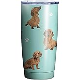 Subvise Dachshund Dog Tumbler Stainless Steel Insulated Travel Coffee Cups with Lid and Straw,Ideal Memorial Gift for Dog Dad/Mom,20oz