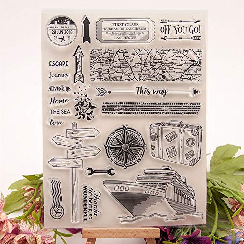 Journey Ship Travel Adventure Stamps Rubber Clear Stamp/Seal Scrapbook/Photo Album Decorative Card Making Clear Stamps - Thumbnail 2