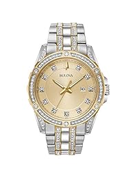 Bulova - Reloj de cuarzo para hombre, de acero inoxidable, color dorado (modelo: 98K106)