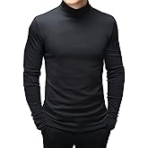 Men's Fashion Mock Turtleneck T-Shirts Long Sleeve Pullover Sweater Basic Designed Undershirt Slim Fit Top