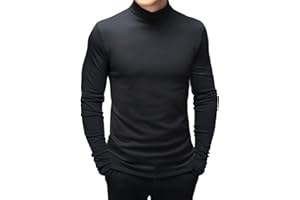 ANGBATER Men's Fashion Mock Turtleneck T-Shirts Long Sleeve Pullover Sweater Basic Designed Undershirt Slim Fit Top