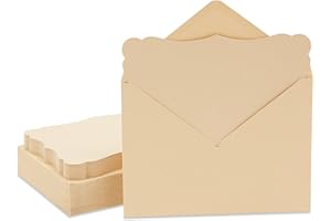 50 Pack Cards and Envelopes 5x7 In for Special Occasions, Wedding, Birthday, Baby Shower Invitations (Blank Inside, Brown Kra