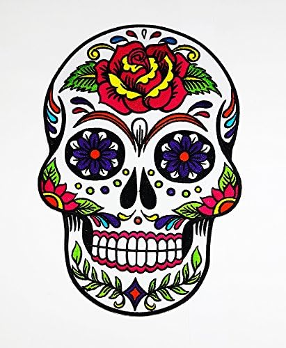 XXL BIG White Sunny Buick Rose Sugar Skull patch Biker jacket vest large Embroidered Iron on Hat Hoodie Backpack Ideal for Birthday Gift