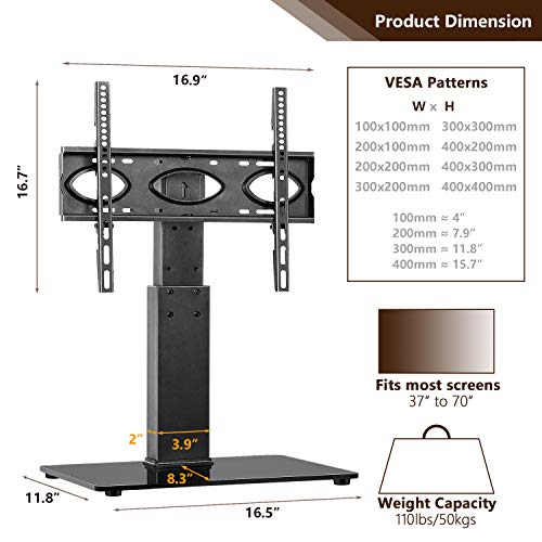 TAVR Universal Table Top TV Stand Base with Swivel Mount Bracket and 6