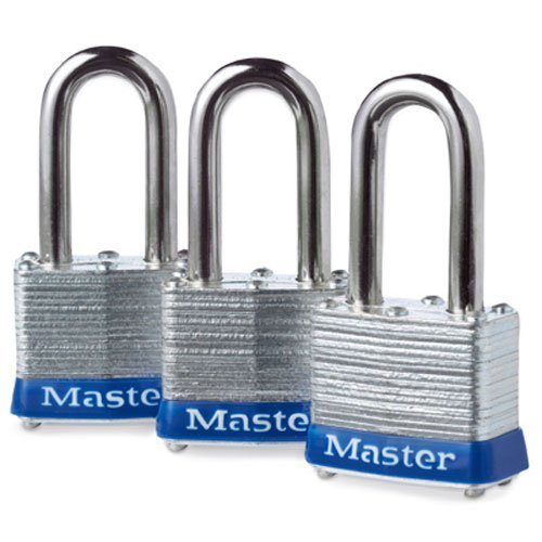 Master Lock Padlock, Laminated Steel Lock, 1-9/16 in. Wide, 3TRILF (Pack of 3-Keyed Alike)