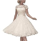 Abaowedding Women's Cocktail Dress Floral Lace Knee Length Short Formal Wedding Bridal Gown